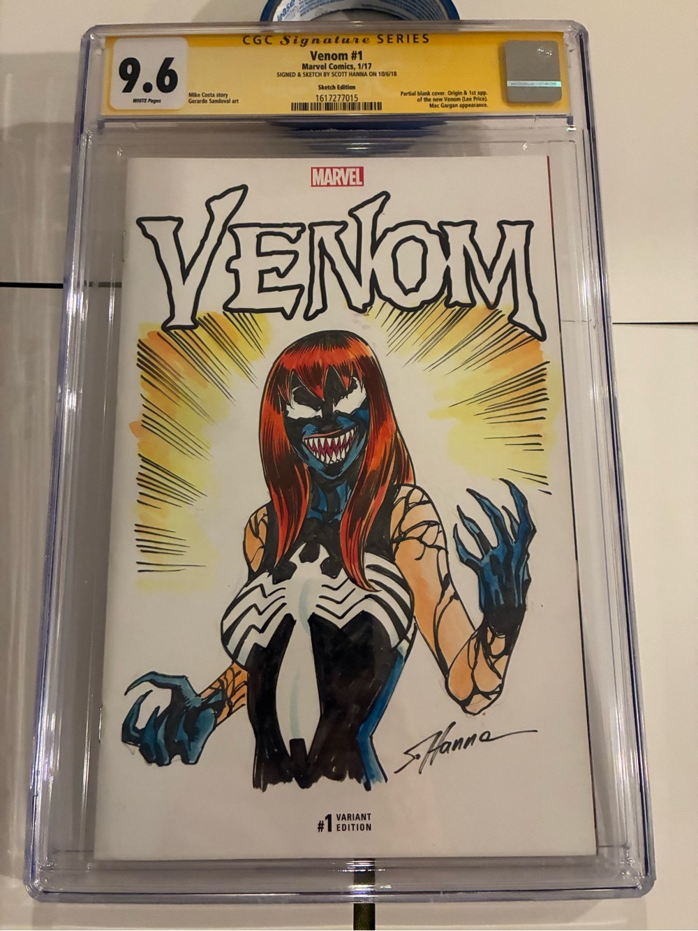 Venom #1 CGC 9.6 SS Scott Hanna Original Sketch Mary Jane Venom Sketch Edition